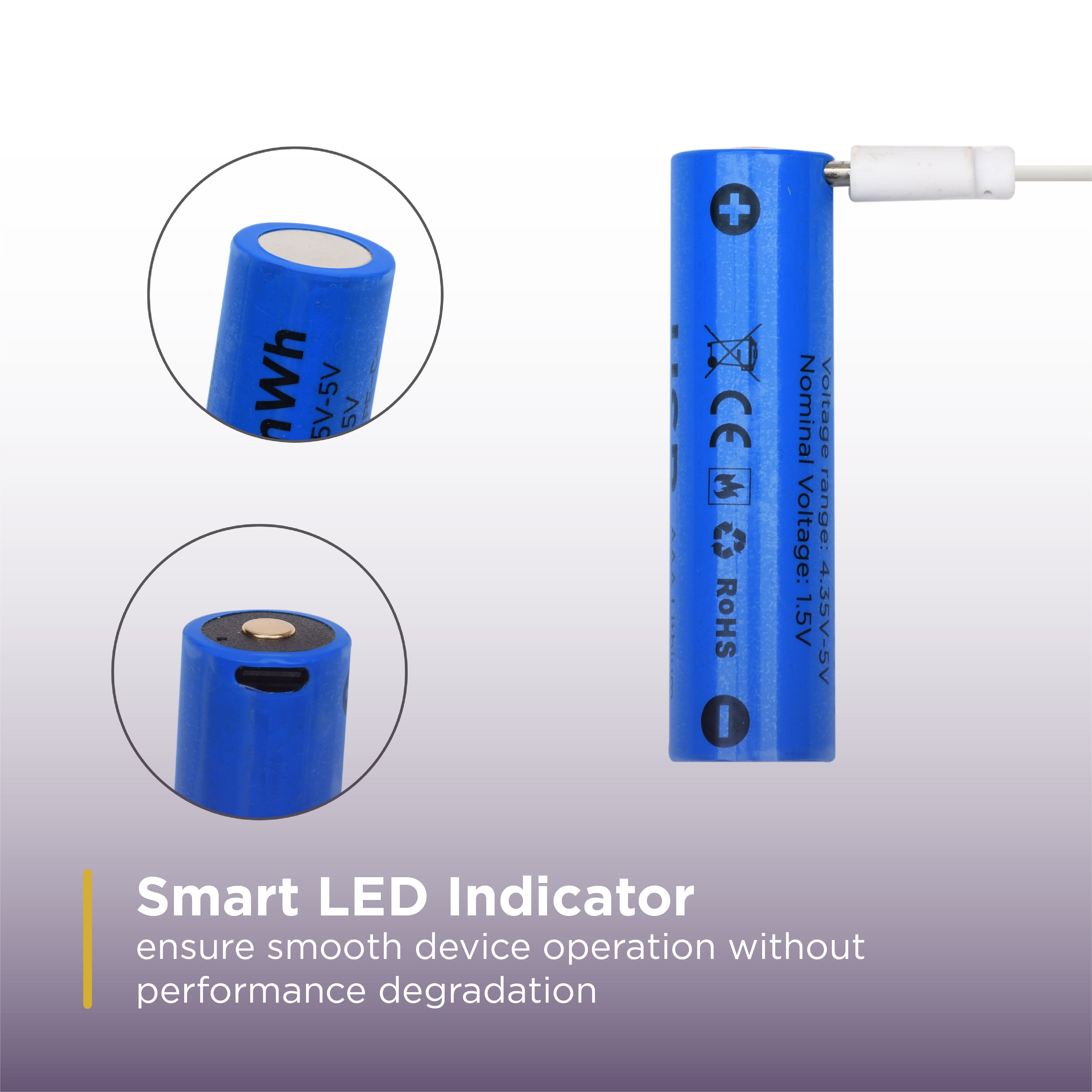 VenoTech™ 4100mWh Smart USB Rechargeable Lithium-ion Battery with LED Power Display Ideal for Flashlights, Headlamps, Bike Lights, Bluetooth Speaker Etc